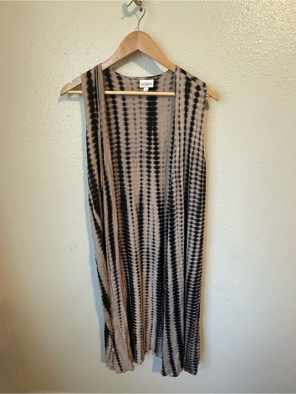 LuLaRoe Beige and Black Vertical Tie-Dye Maxi